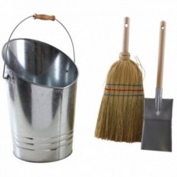 Chimney bucket, broom and...