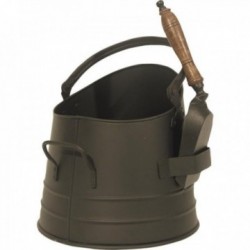 Metal ash bucket with shovel