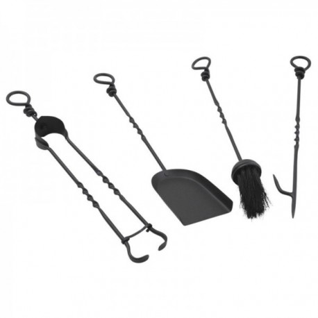 Wrought Iron Fireplace Accessories - Set of 4