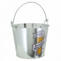 Galvanized metal beer bucket "Flowing beer gathers foam"