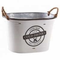 "Cold drinks" lacquered metal beer bucket