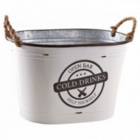 Seau à Bouteille Métal Laqué Cold Drinks | Vasque à Champagne, Bière et Vin Vintage avec Poignées