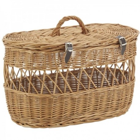 Wicker transport cage for cats and dogs