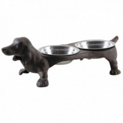Double cast iron dog bowl