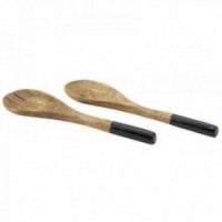 Para czarnych drewnianych sałatek