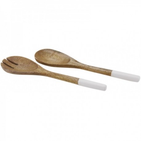 Pair of white wooden salad servers