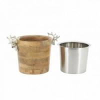 Træ og aluminium Champagne Bucket Deer Head - Chic Removable Flaske Køler