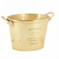 Cubo de champán de alta gama en aluminio dorado antiguo - Excepcional cubeta con asas elegantes para la mesa de fiesta