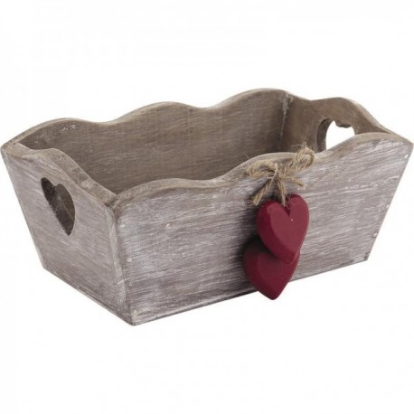 Wooden bread basket with heart cutouts