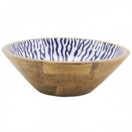 Salad bowl in mango wood and blue resin Ø30 cm