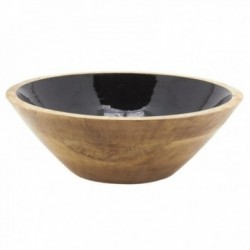 Saladeira em madeira de mangueira e resina preta Ø30 cm