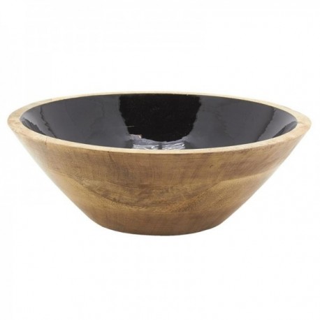 Saladeira em madeira de mangueira e resina preta Ø30 cm