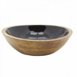 Saladeira em madeira de mangueira e resina preta Ø25 cm