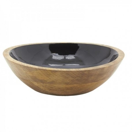 Salad bowl in mango wood and black resin Ø25 cm