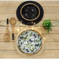 Muguer puinen kulho ja musta hartsi Ø25 cm