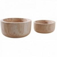 Round wooden salad bowls set of 2