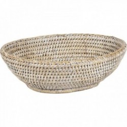 White rattan bread basket