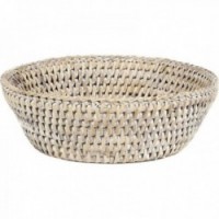 Round bread basket in white rattan