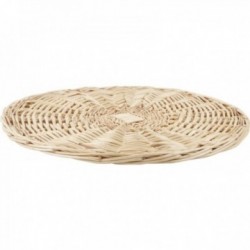 White wicker dish Ø 30cm | Large braided round flat rest for rustic table