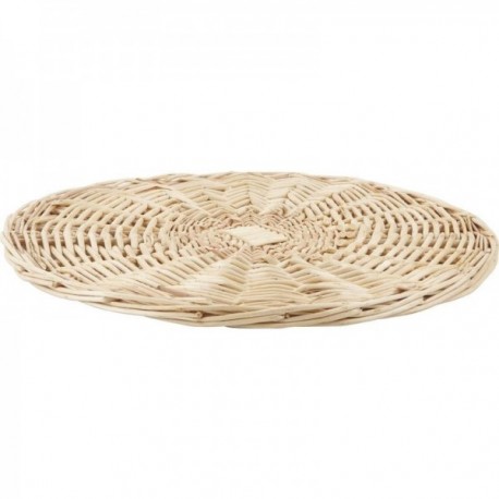 Plato de mimbre blanco Ø 30cm | Resto plano grande trenzado grande para mesa rústica