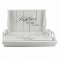 Białe lakierowane drewniane tace dużo