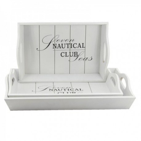 Białe lakierowane drewniane tace dużo