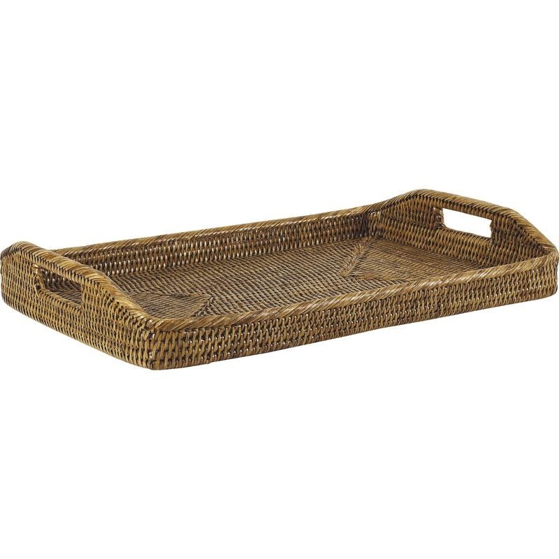 Vassoio da portata in rattan antico 40 x 30 x 5-8 cm - Boisnature'l