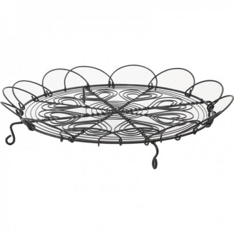 Round metal cake tray with heart motifs