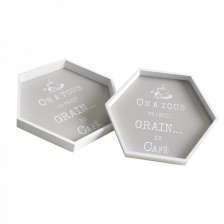 Tace ziarna kawy w białym lakierowanym drewnianym zestawie 2