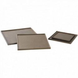 Quadratische Tabletts aus Metall in Antikgold, 4er-Set