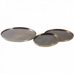 Round trays in patinated...