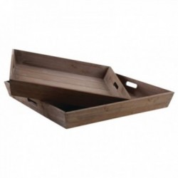 Square wooden trays Set of 2