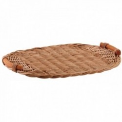 Stained rattan tray with...