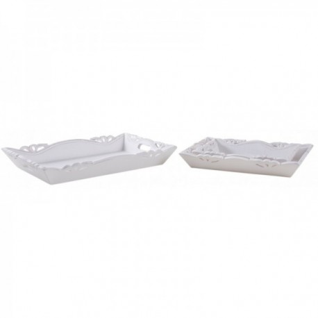 Białe drewniane tace drewniane Lot 3