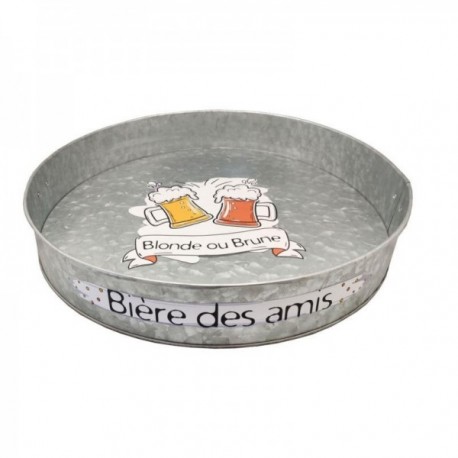 Round Metal Service Tray Bistrot "Beer of Friends"