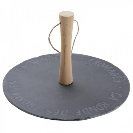 Okrągła taca sera w łupku i drewna