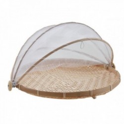 Bamboo cheese bell tray with net