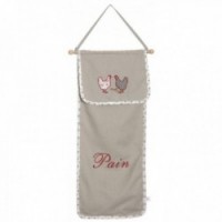 Huche à pain murale poule en coton et lin