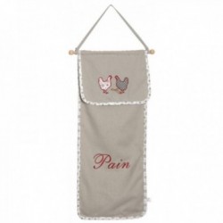 Huche à pain murale poule en coton et lin