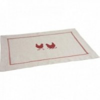 Hens pattern cotton and linen placemat