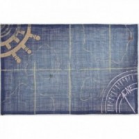 Set van 6 placemats in blauwe stof