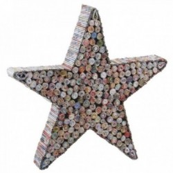 Stella decorativa in carta riciclata e legno MDF | Decorazione di Natale eco-friendly da appendere