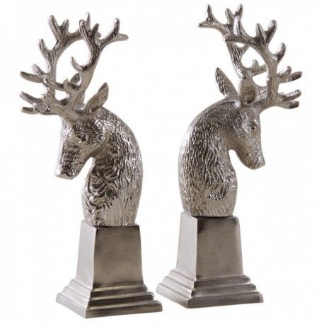 Set of 2 aluminum deer head bookends