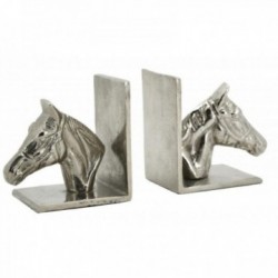 Conjunto de 2 suportes para livros em alumínio Cabeça de cavalo