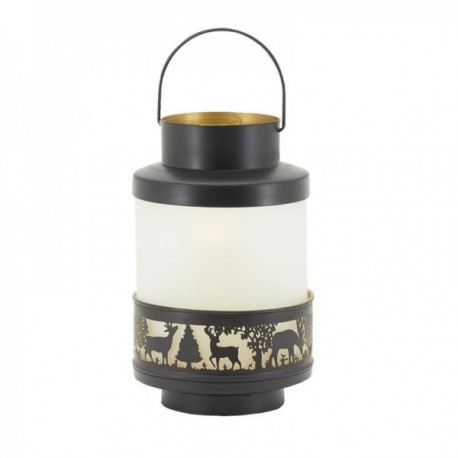 Szklana latarnia i metal z dekoracją jeleni