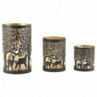 Pyöreät Photores Metal Decor Cerfs Set 3