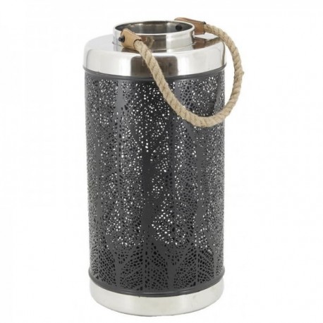 Metal lantern and cord with Leaves decor