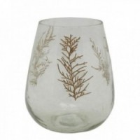 Lasi Photofore Decor Golden Fern Ø 16 h 18 cm