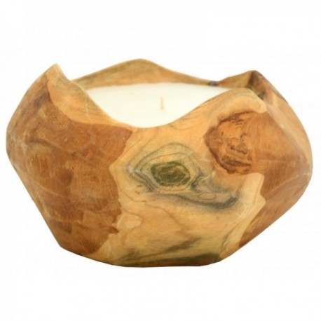 Natural teak wood candle
