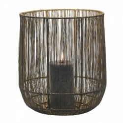 Porta tealight in filo metallico interno dorato Ø 25 cm